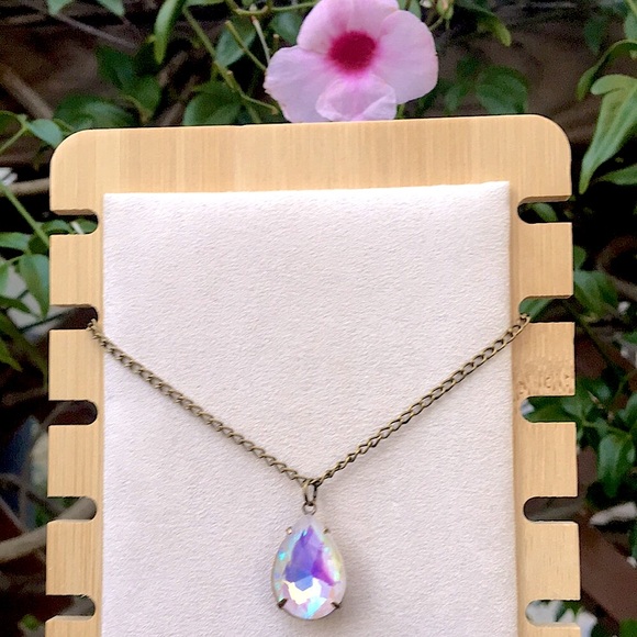 Iridescent White AB Unicorn 🦄 Crystal Drop Necklace - Picture 7 of 7